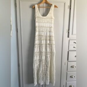 Unconventional Lace Ruffled Sleeveless Boho Cottage Maxi Dress M Willow&Clay